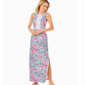 Lilly Pulitzer Ashler Maxi Shift Dress Soleil Pink Perfect Poppy size 12